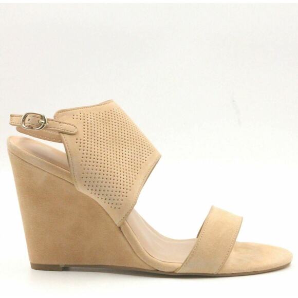 H by Halston Women Slingback Wedge Sandals Mckenzie Size US 8W Sand Suede - Picture 2 of 8